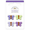 Doodlebug Design - Sugar Plum Collection - Jeweled - Brads - Plum Butterflies Braddies, CLEARANCE
