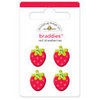 Doodlebug Design - Tutti Fruitti Collection - Jeweled - Brads - Red Strawberries Braddies, CLEARANCE