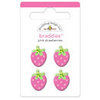 Doodlebug Design - Strawberry Parfait Collection - Jeweled - Brads - Pink Strawberries Braddies, CLEARANCE