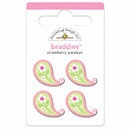 Doodlebug Design - Strawberry Parfait Collection - Brads - Strawberry Paisleys Braddies