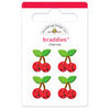 Doodlebug Design - Cherries Jubilee Collection - Jeweled - Brads - Cherries Braddies, CLEARANCE