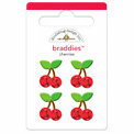 Doodlebug Design - Cherries Jubilee Collection - Jeweled - Brads - Cherries Braddies, CLEARANCE