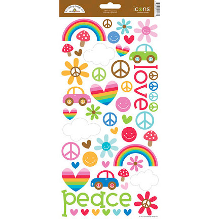 Doodlebug Design - Feeling Groovy Collection - Cardstock Stickers - Icons