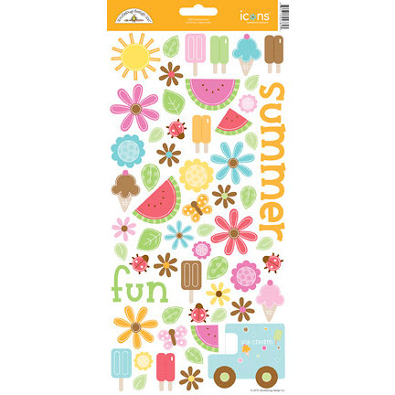 Doodlebug Design - Summertime Collection - Cardstock Stickers - Icons
