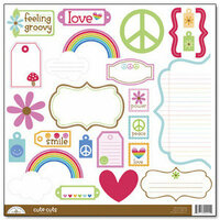 Doodlebug Design - Feeling Groovy Collection - Cute Cuts - 12 x 12 Cardstock Die Cuts