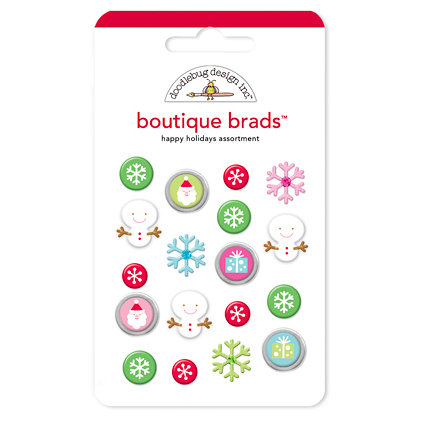 Doodlebug Design - Happy Holidays Collection - Boutique Brads - Assorted Brads - Happy Holidays