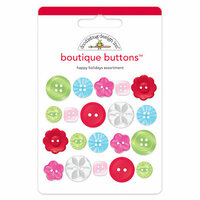 Doodlebug Design - Happy Holidays Collection - Boutique Buttons - Assorted Buttons - Happy Holidays