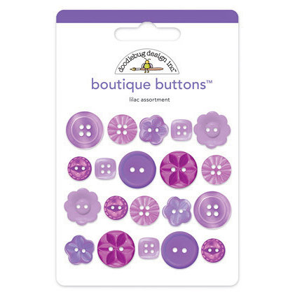 Doodlebug Design - Boutique Buttons - Assorted Buttons - Lilac