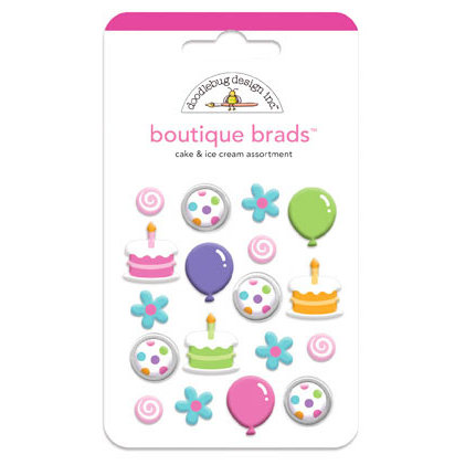 Doodlebug Design - Cake and Ice Cream Collection - Boutique Brads - Assorted Brads - Cake and Ice Cream