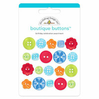 Doodlebug Design - Birthday Celebration Collection - Boutique Buttons - Assorted Buttons - Birthday Celebration