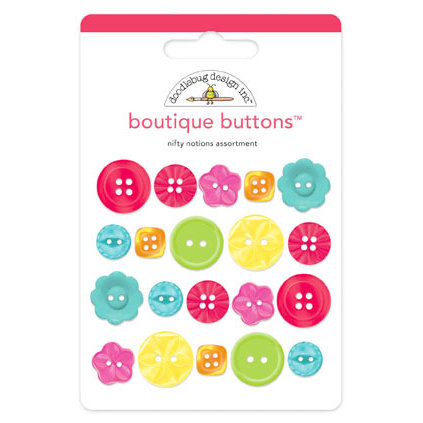 Doodlebug Design - Nifty Notions Collection - Boutique Buttons - Assorted Buttons - Nifty Notions