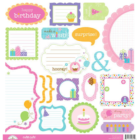 Doodlebug Design - Cake and Ice Cream Collection - Cute Cuts - 12 x 12 Cardstock Die Cuts