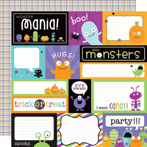 Doodlebug Design - Monster Mania Collection - Halloween - 12 x 12 Double Sided Paper - Monster Mania Assorted Cut-Outs