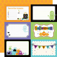 Doodlebug Design - Monster Mania Collection - Halloween - 12 x 12 Double Sided Paper - Monster Mania 4 x 6 Cut-Outs