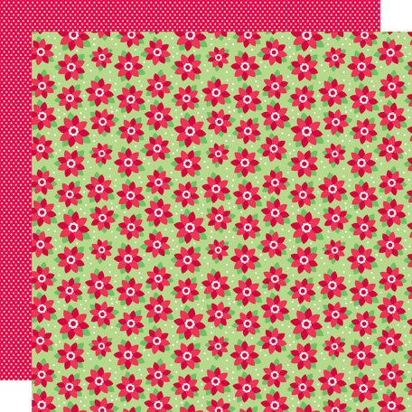 Doodlebug Design - Santa's Workshop Collection - Christmas - 12 x 12 Double Sided Paper - Pretty Poinsettias