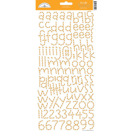 Doodlebug Design - Alphabet Cardstock Stickers - Doodle Twine - Tangerine