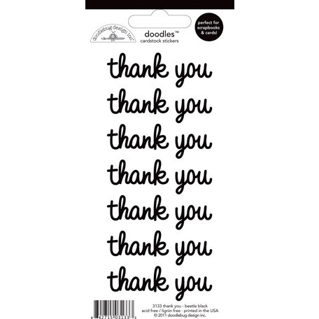 Doodlebug Design - Doodles - Cardstock Stickers - Thank You - Beetle Black