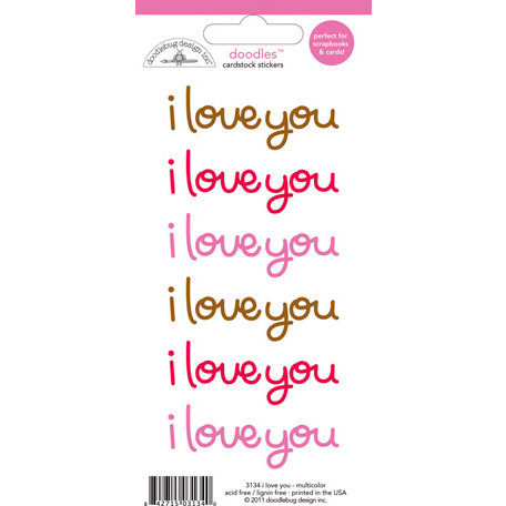 Doodlebug Design - Doodles - Cardstock Stickers - I Love You - Multicolor