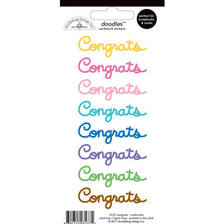 Doodlebug Design - Doodles - Cardstock Stickers - Congrats - Multicolor