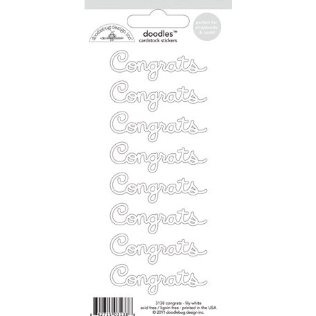Doodlebug Design - Doodles - Cardstock Stickers - Congrats - Lily White