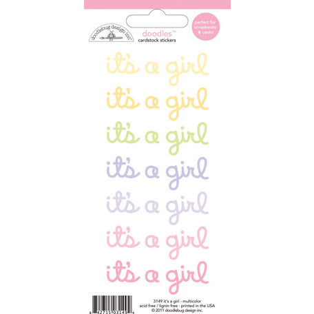 Doodlebug Design - Doodles - Cardstock Stickers - It's a Girl - Multicolor