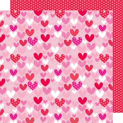 Doodlebug Design - Sweet Cakes Collection - 12 x 12 Sugar Coated Double Sided Paper - Lots of Love