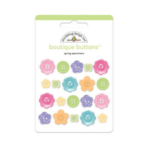 Doodlebug Design - Hello Spring Collection - Boutique Buttons - Assorted Buttons - Spring