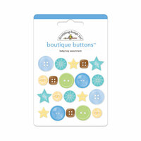 Doodlebug Design - Snips and Snails Collection - Boutique Buttons - Assorted Buttons - Baby Boy