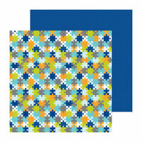 Doodlebug Design - Boys Only Collection - 12 x 12 Double Sided Paper - Puzzling Pieces