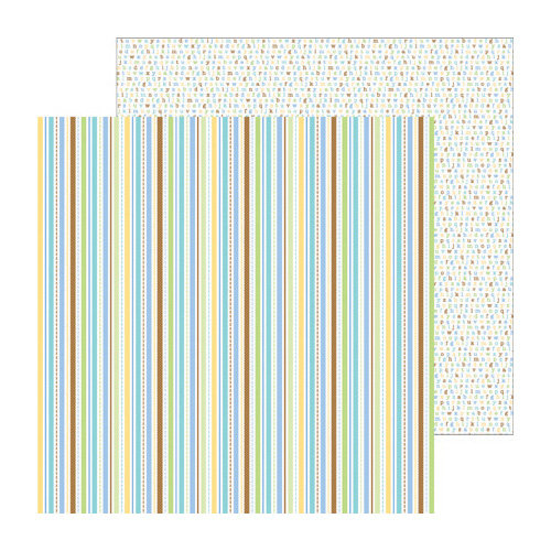 Doodlebug Design - Snips and Snails Collection - 12 x 12 Double Sided Paper - Nursery Stripe