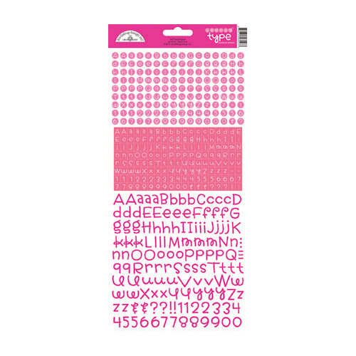 Doodlebug Design - Cardstock Stickers - Alphabet - Teensy Type - Bubblegum