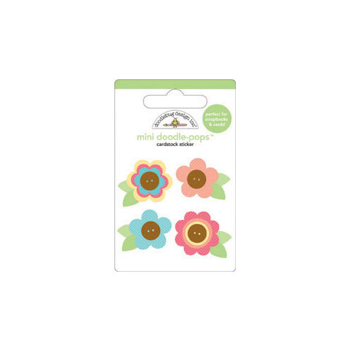 Doodlebug Design - Flower Box Collection - Doodle-Pops - 3 Dimensional Cardstock Stickers - Mini - Primrose