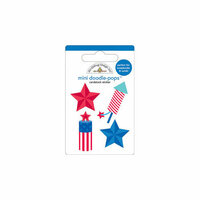 Doodlebug Design - Stars and Stripes Collection - Doodle-Pops - 3 Dimensional Cardstock Stickers with Glitter - Mini - Fire Cracker