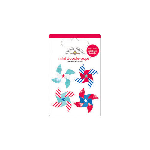 Doodlebug Design - Stars and Stripes Collection - Doodle-Pops - 3 Dimensional Cardstock Stickers with Glitter - Mini - Spinners