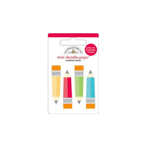 Doodlebug Design - Take Note Collection - Doodle-Pops - 3 Dimensional Cardstock Stickers - Mini - Colored Pencils