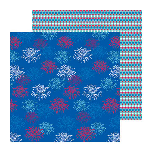 Doodlebug Design - Stars and Stripes Collection - 12 x 12 Double Sided Paper - Fireworks