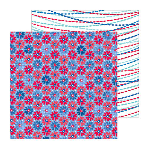 Doodlebug Design - Stars and Stripes Collection - 12 x 12 Double Sided Paper - Freedom Flowers