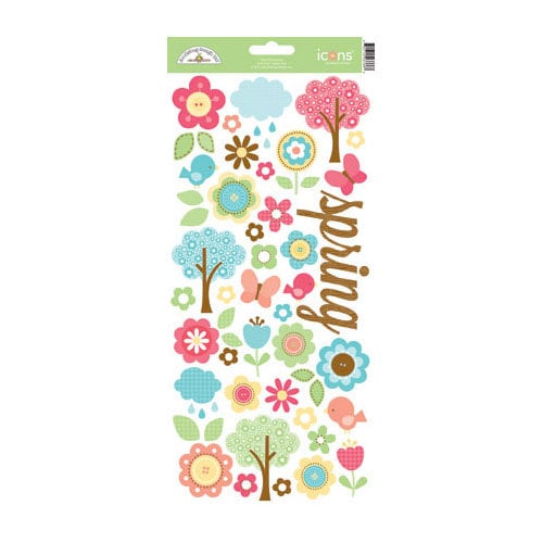 Doodlebug Design - Flower Box Collection - Cardstock Stickers - Icons