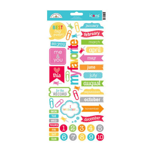 Doodlebug Design - Take Note Collection - Cardstock Stickers - Icons