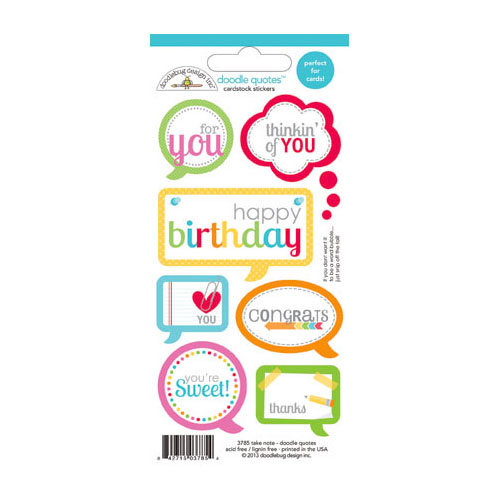 Doodlebug Design - Take Note Collection - Cardstock Stickers - Quotes