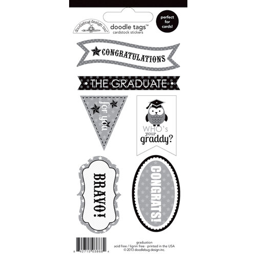 Doodlebug Design - Cap and Gown Collection - Cardstock Stickers - Tags