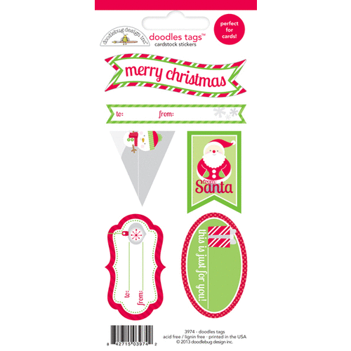 Doodlebug Design - Home for the Holidays - Christmas - Cardstock Stickers - Tags