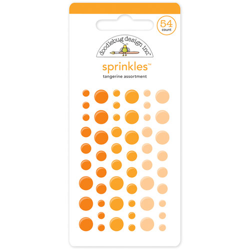 Doodlebug Design - Stickers - Sprinkles - Self Adhesive Enamel Dots - Tangerine