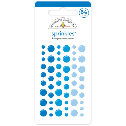 Doodlebug Design - Stickers - Sprinkles - Self Adhesive Enamel Dots - Blue Jean