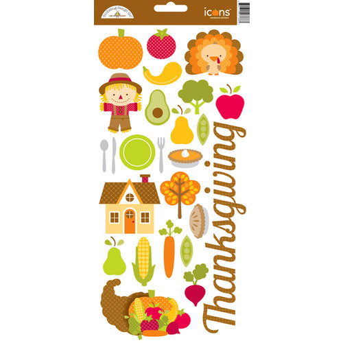 Doodlebug Design - Happy Harvest Collection - Cardstock Stickers - Icons - Thanksgiving