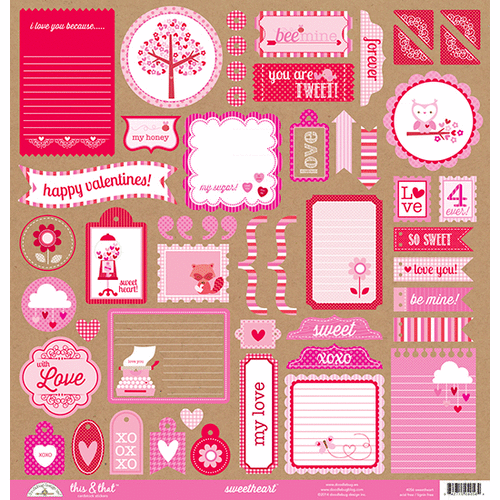 Doodlebug Design - Sweetheart Collection - 12 x 12 Cardstock Stickers - This and That