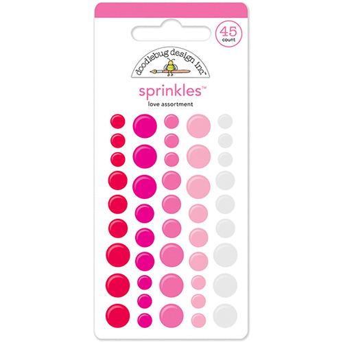 Doodlebug Design - Sweetheart Collection - Sprinkles - Self Adhesive Enamel Dots - Love