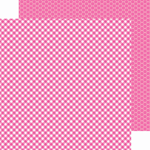 Doodlebug Design - Kraft in Color Collection - 12 x 12 Double Sided Paper - Bubblegum Gingham