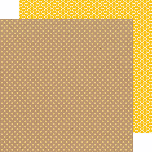 Doodlebug Design - Kraft in Color Collection - 12 x 12 Double Sided Paper - Bumblebee Dot