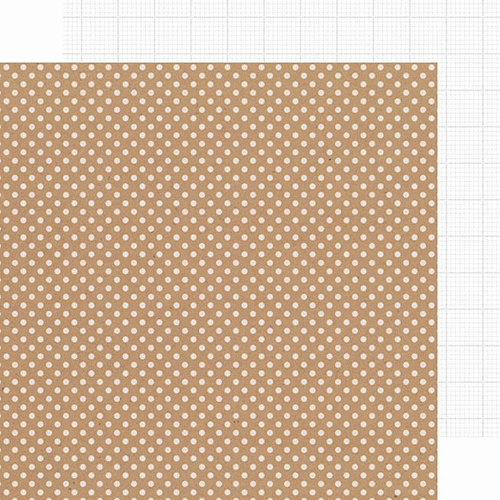 Doodlebug Design - Kraft in Color Collection - 12 x 12 Double Sided Paper - Lily White Dot